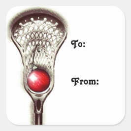 Lacrosse julpresentkort fyrkantigt klistermärke