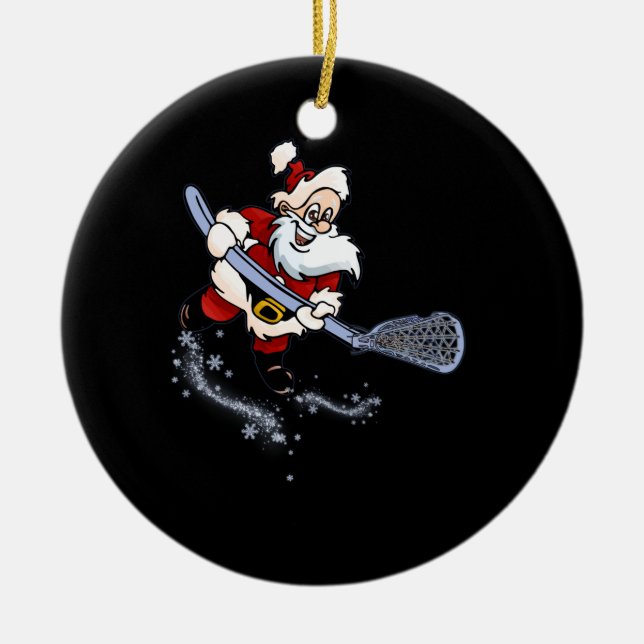 Lacrosse jultomten Coola Lax Sport Ugly X Mas Julgransprydnad Keramik (Framsidan)