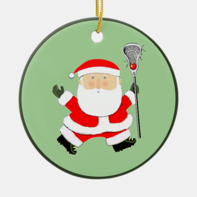 Lacrosse-jultomten Julgransprydnad Keramik (Framsidan)