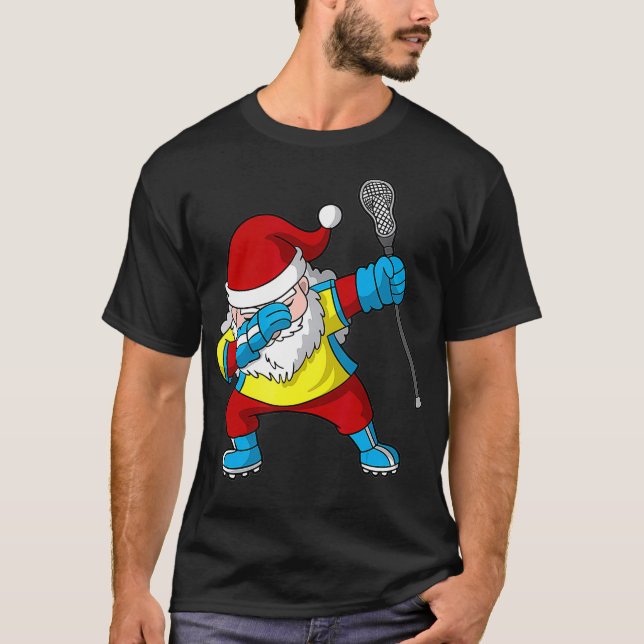 Lacrosse Jultomten LAX juldabbing Gift T Shirt (Framsida)