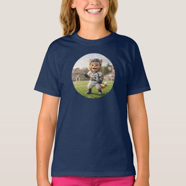 Lacrosse katt (fulla färger) - Stödjer ideella org T Shirt (Framsida)