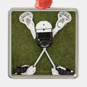 Lacrosse klibbar, handskar, bollar och julgransprydnad metall