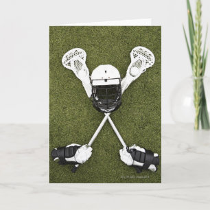 Lacrosse klibbar, handskar, bollar och kort