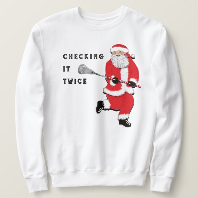 Lacrosse kontrollerar det två gånger sweatshirt (Design framsida)