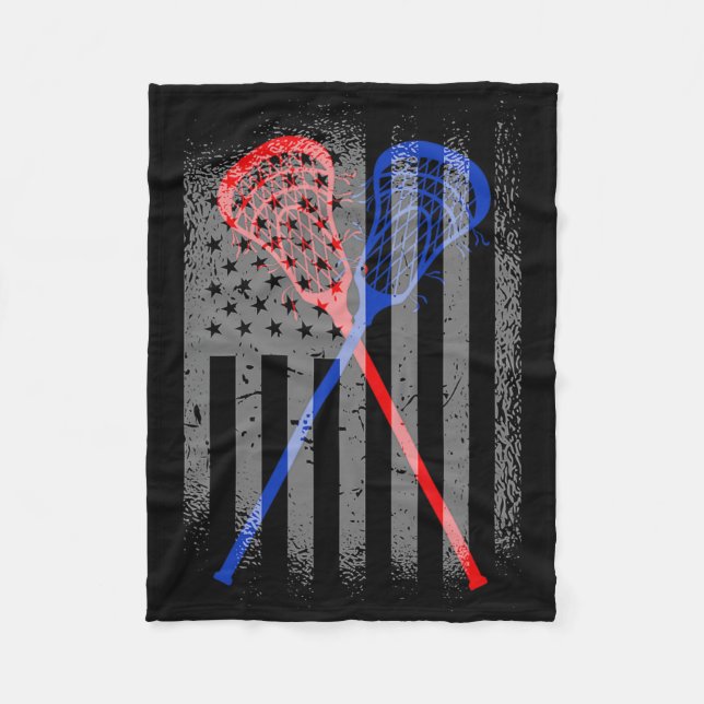 Lacrosse Lax American Flagga 1 Fleecefilt (Framsidan)