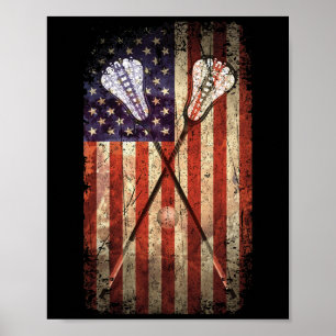 Lacrosse LAX American Flagga Poster