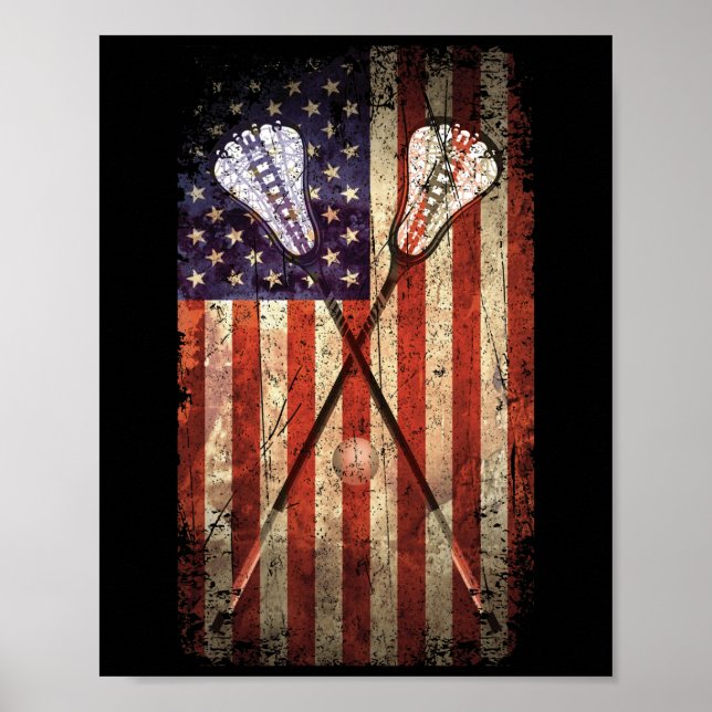 Lacrosse LAX American Flagga Poster (Framsidan)