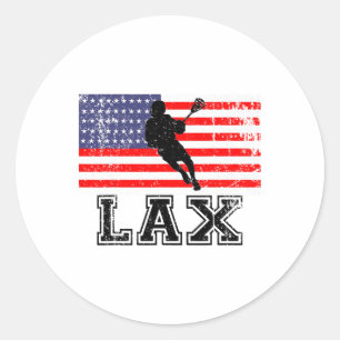 Lacrosse Lax American Flagga Runt Klistermärke