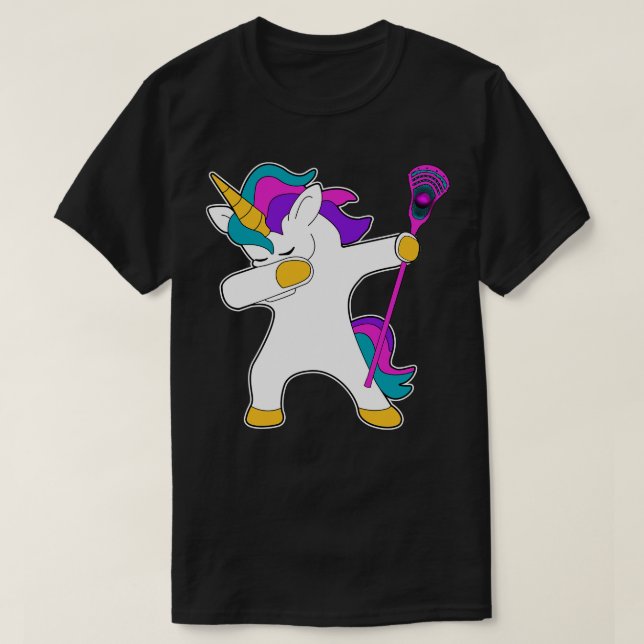 Lacrosse Lax dab dabbing Unicorn Gift Fläkt T Shirt (Design framsida)