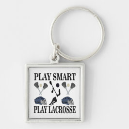 Lacrosse Lax Player-sportar Fyrkantig Silverfärgad Nyckelring