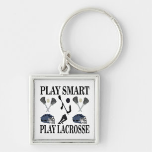 Lacrosse Lax Player-sportar Fyrkantig Silverfärgad Nyckelring