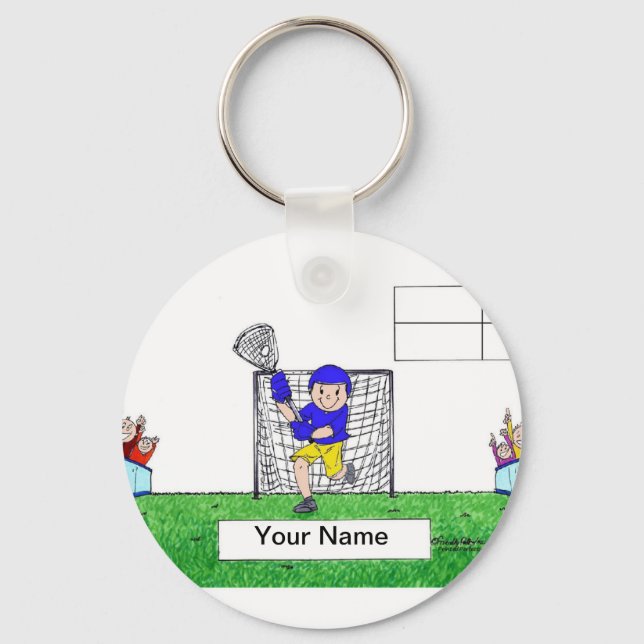LaCrosse - Male Tecknad by PrintedPerfection.com Nyckelring (Framsida)