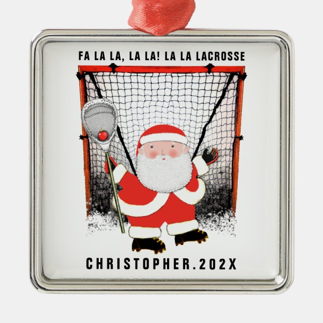 Lacrosse Målvakts Julpresent Julgransprydnad Metall (Framsidan)