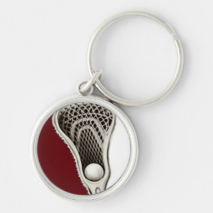 Lacrosse novelty-gåva rund silverfärgad nyckelring