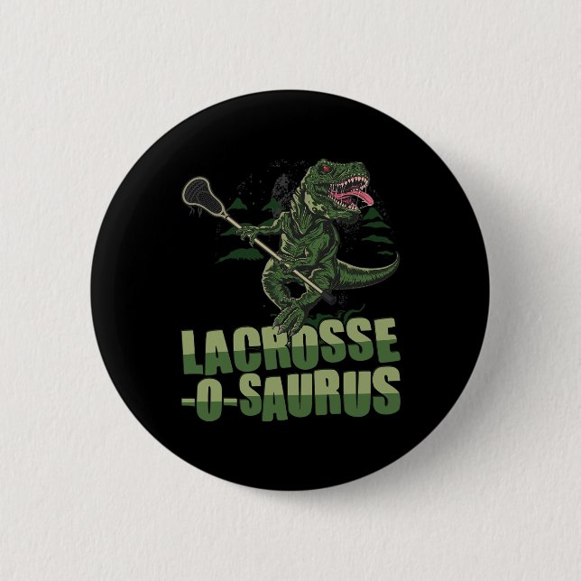 Lacrosse-o-saurus - Rolig Lacrosse Spelare Lax Kär Knapp (Framsida)