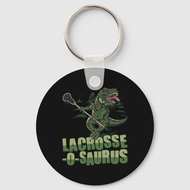 Lacrosse-o-saurus - Rolig Lacrosse-spelare Lax Kär Nyckelring (Framsida)