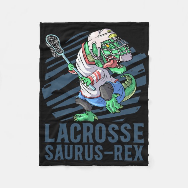 Lacrosse-o-saurus T Rex Dinosaur Med Lacrosse Sti Fleecefilt (Framsidan)