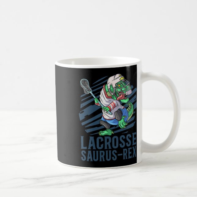 Lacrosse-o-saurus T Rex Dinosaur Med Lacrosse Sti Kaffemugg (Höger)