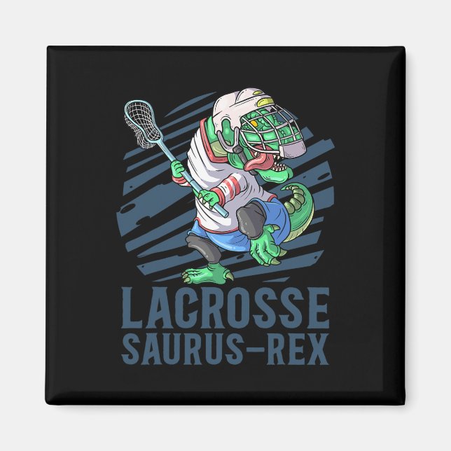 Lacrosse-o-saurus T Rex Dinosaur Med Lacrosse Sti Magnet (Framsidan)