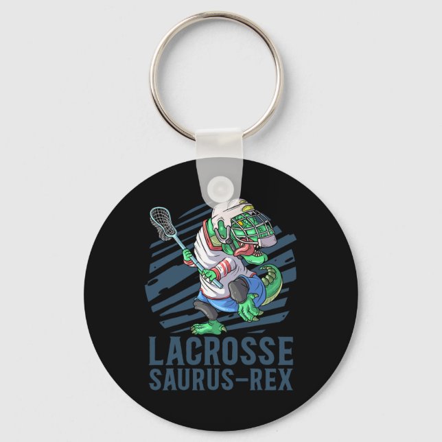Lacrosse-o-saurus T Rex Dinosaur Med Lacrosse Sti Nyckelring (Framsida)