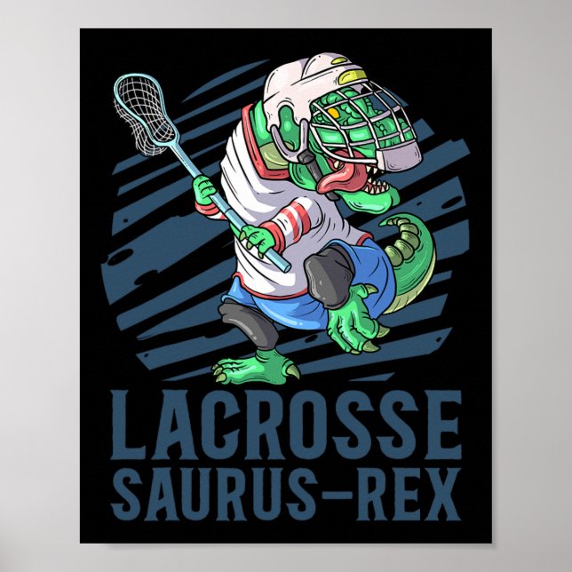 Lacrosse-o-saurus T Rex-dinosaur med Lacrosse-stic Poster (Framsidan)