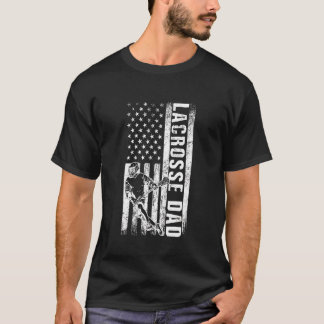 Lacrosse Pappa American Flagga Lax Pappa Fars dag T Shirt