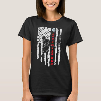 Lacrosse Pappa American Flagga Sport Fars dag 4:e T Shirt