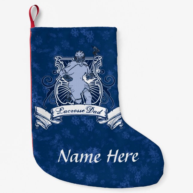 Lacrosse Pappa, julklapp, lägg till Namn Liten Julstrumpa (Framsidan)