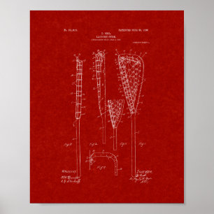 Lacrosse-pinne patent - röda Burgundy Poster