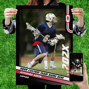 Lacrosse Player Anpassningsbar Gift in Red Poster