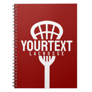Lacrosse Player ANPASSNINGSBAR TEXT Team Mesh Spor Anteckningsbok