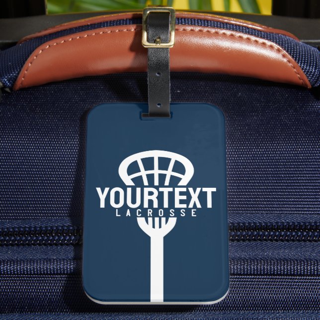 Lacrosse Player ANPASSNINGSBAR TEXT Team Mesh Spor Bagagebricka (Framsida Insitu 2)