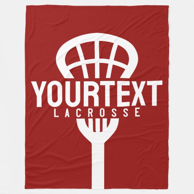 Lacrosse Player ANPASSNINGSBAR TEXT Team Mesh Spor Fleecefilt (Framsidan)