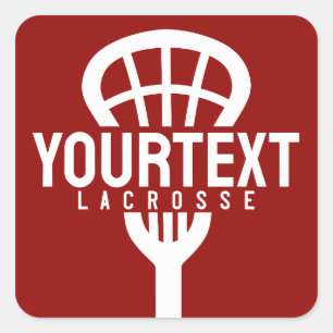 Lacrosse Player ANPASSNINGSBAR TEXT Team Mesh Spor Fyrkantigt Klistermärke