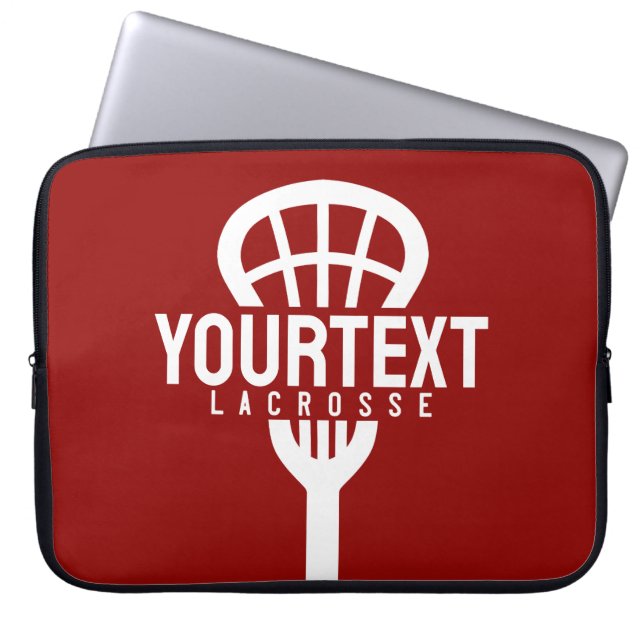 Lacrosse Player ANPASSNINGSBAR TEXT Team Mesh Spor Laptop Fodral (Framsidan)