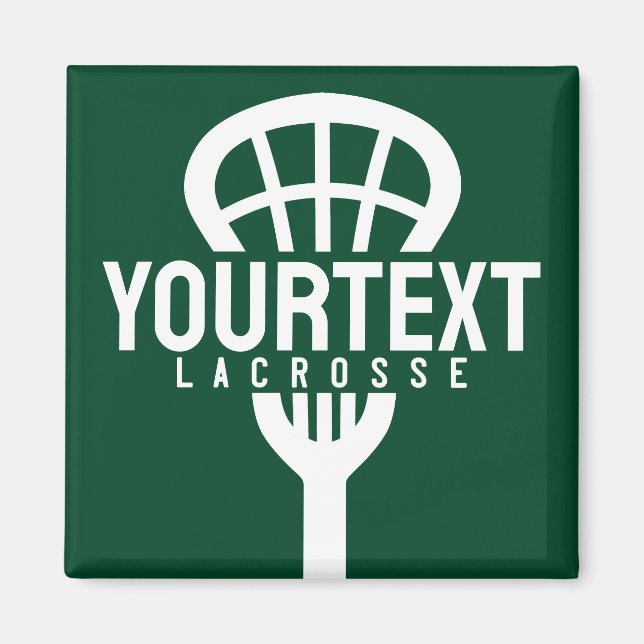 Lacrosse Player ANPASSNINGSBAR TEXT Team Mesh Spor Magnet (Framsidan)