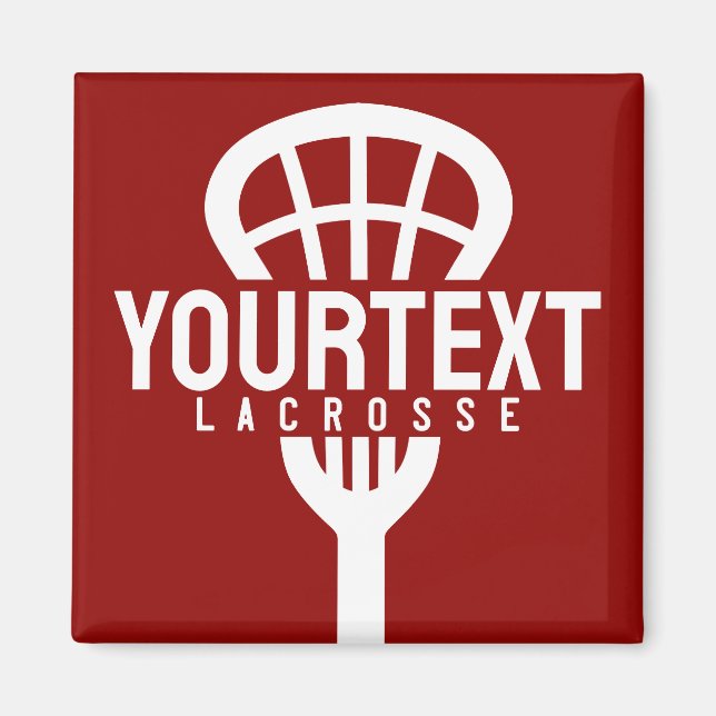 Lacrosse Player ANPASSNINGSBAR TEXT Team Mesh Spor Magnet (Framsidan)