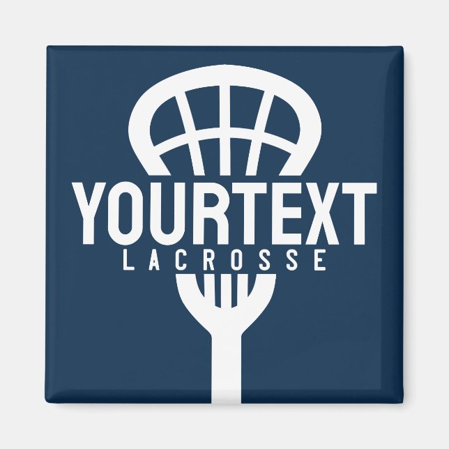Lacrosse Player ANPASSNINGSBAR TEXT Team Mesh Spor Magnet (Framsidan)