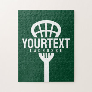 Lacrosse Player ANPASSNINGSBAR TEXT Team Mesh Spor Pussel