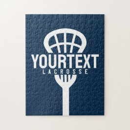 Lacrosse Player ANPASSNINGSBAR TEXT Team Mesh Spor Pussel