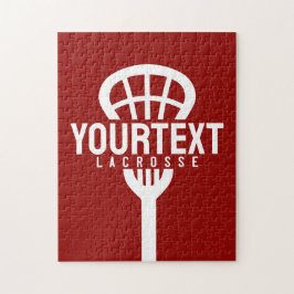 Lacrosse Player ANPASSNINGSBAR TEXT Team Mesh Spor Pussel