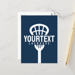 Lacrosse Player ANPASSNINGSBAR TEXT Team Mesh Spor Vykort