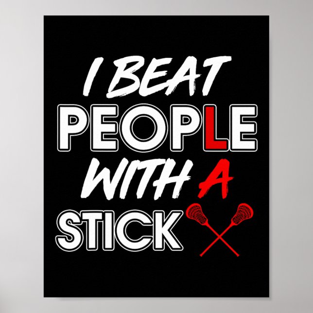 Lacrosse Player är funny, lax I slår folk med ett Poster (Framsidan)