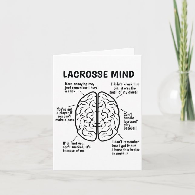 Lacrosse Player Brain Funny Lacrosse Joke Boys Gir Kort (Framsida)