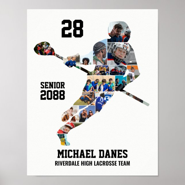 Lacrosse Player Custom Sports Photo Collage Poster (Framsidan)