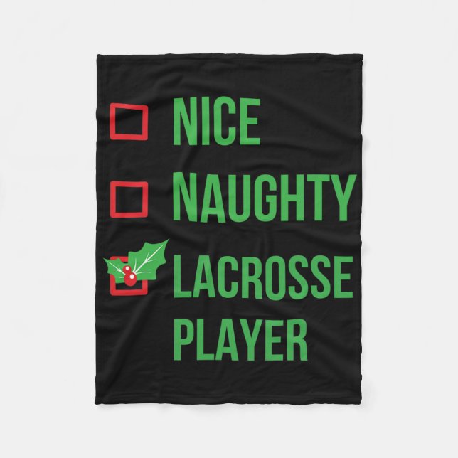 Lacrosse Player Funny Pajama-julgåva Fleecefilt (Framsidan)