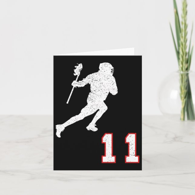 Lacrosse Player Gift nummer 11 för Lacrosse Fläkt Kort (Framsida)
