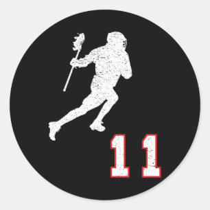 Lacrosse Player Gift nummer 11 för Lacrosse Fläkt Runt Klistermärke