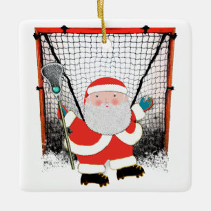 Lacrosse Player-hämtbar Julgransprydnad Keramik