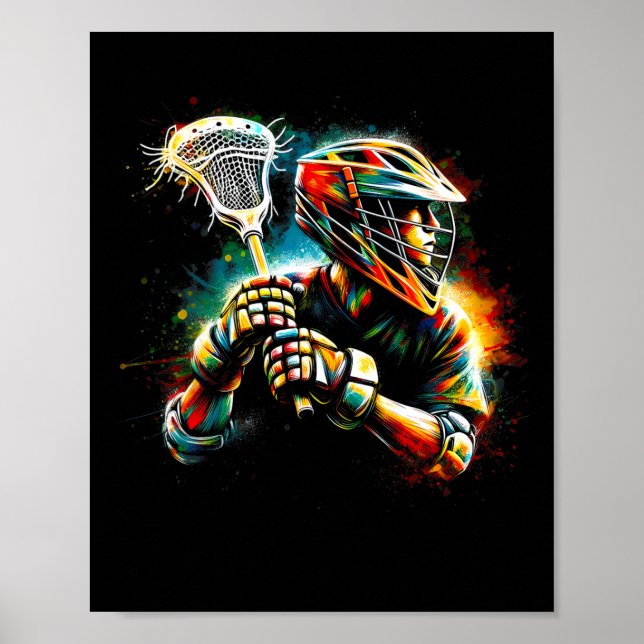 Lacrosse Player Illustration Youth Boys Girls Kids Poster (Framsidan)